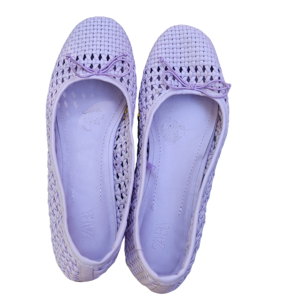 Zara Women's Light Purple Woven Flats #2